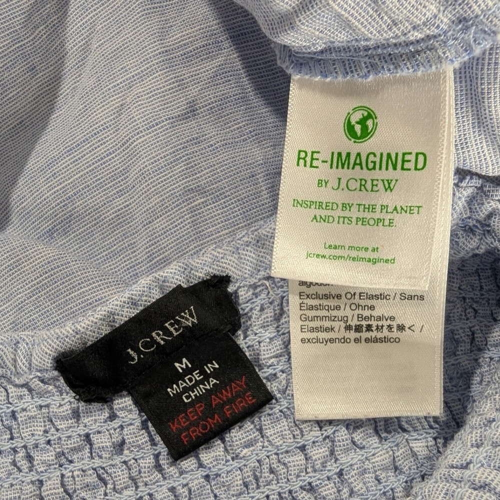 J.Crew Re-Imagined Blue Linen Cotton Smocked Maxi Dress Womens Medium Sleeveless - Picture 3 of 10